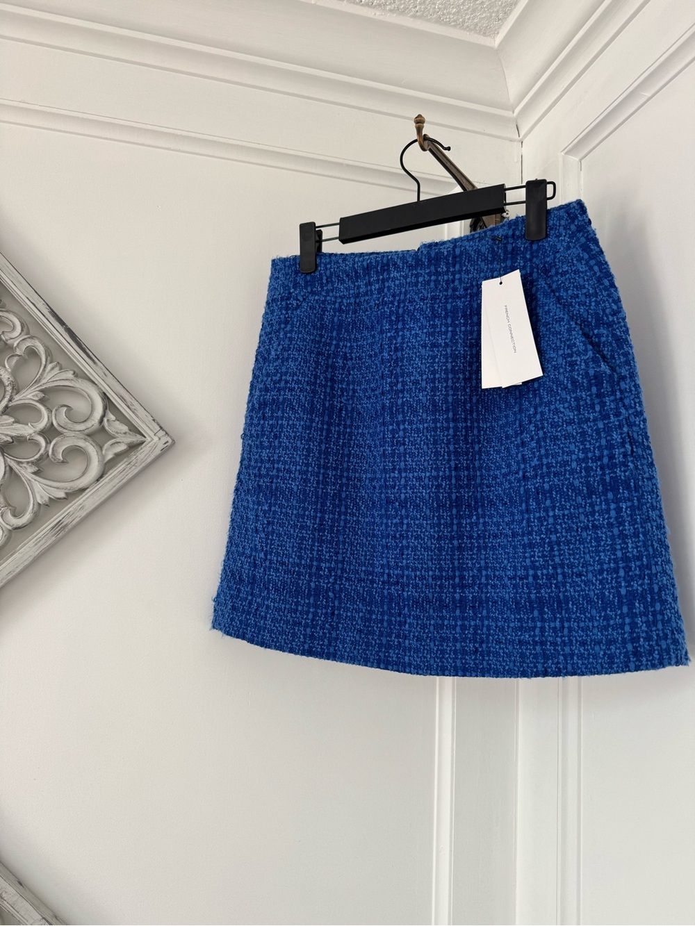 Blue Tweed Mini Skirt